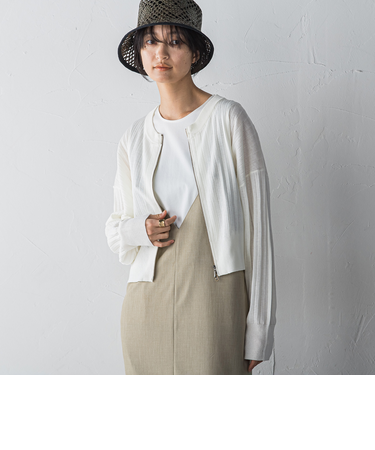 プリーツジップカーディガン