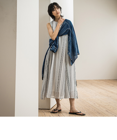 コットンボイル2WAYエアリーフレアワンピース≪手洗い可能≫