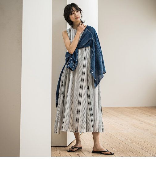 コットンボイル2WAYエアリーフレアワンピース≪手洗い可能≫