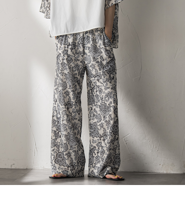 ペイズリー柄イージーワイドパンツ≪洗濯機で洗える≫