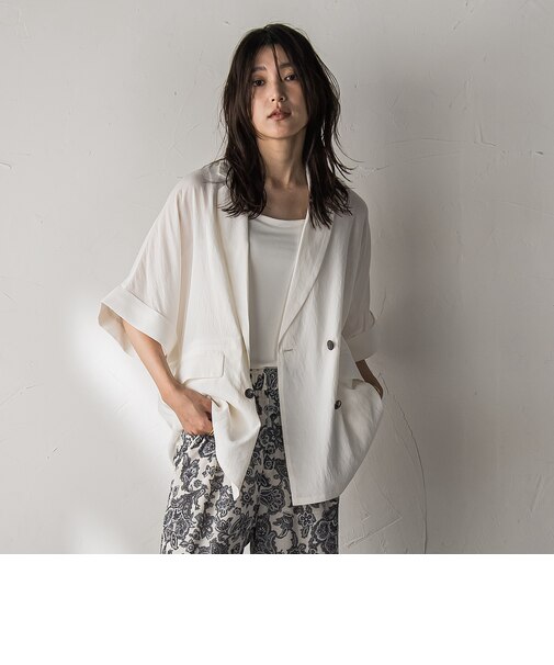 ダブルブレスト半袖ジャケット≪手洗い可能≫