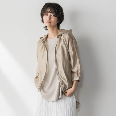 オーガンジーフーディブルゾン≪手洗い可能≫