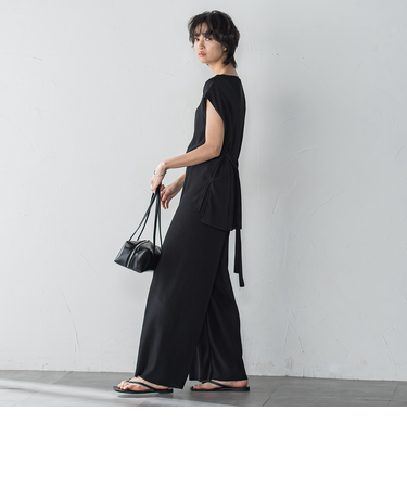 【WEB限定】クリスタルプリーツノースリーブセットアップ≪手洗い可能≫