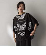 ボタニカル刺繍ドルマンブラウス≪手洗い可能≫