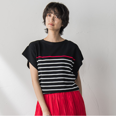 【WEB限定】フレンチスリーブニットプルオーバー≪手洗い可能≫