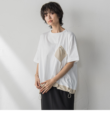 【WEB限定】配色ポケットTシャツ≪洗濯機で洗える≫