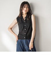 【WEB限定】シアーノースリーブニットプルオーバー≪手洗い可能≫