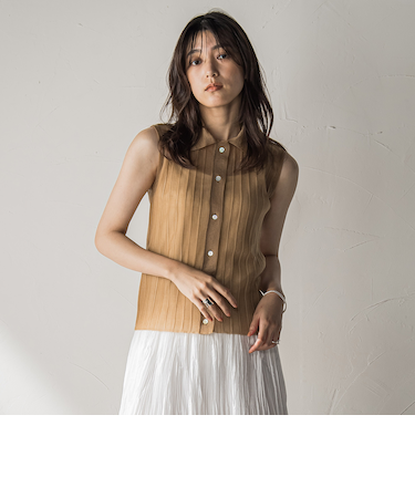 【WEB限定】シアーノースリーブニットプルオーバー≪手洗い可能≫