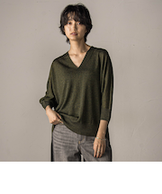 LEVITAシアーVネックドルマンニットプルオーバー≪手洗い可能≫
