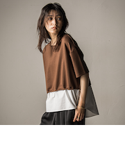 【WEB限定】シャツレイヤード風プルオーバー≪手洗い可能≫