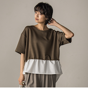 【WEB限定】シャツレイヤード風プルオーバー≪手洗い可能≫