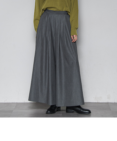 【新色追加】フレアヘムキュロットパンツ≪洗濯機で洗える≫