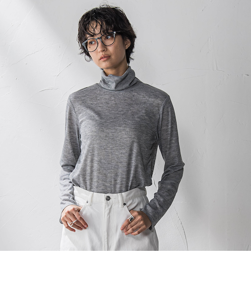 【新色追加】メランジリブタートルネックプルオーバー≪手洗い可能≫