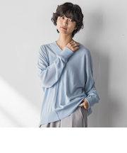 【新色追加】Vネックコクーンニットプルオーバー≪手洗い可能≫