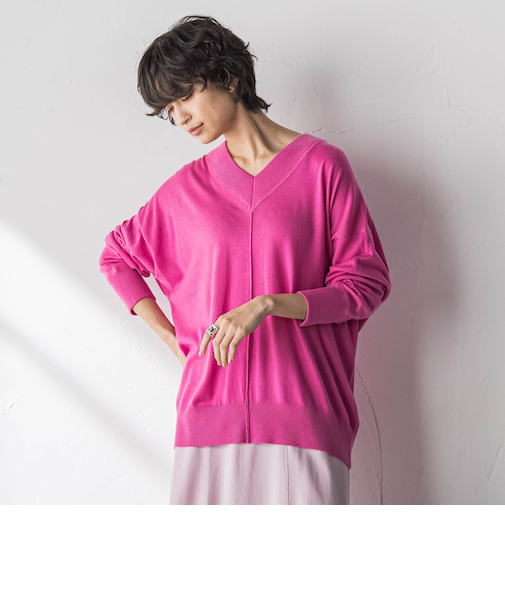 【新色追加】Vネックコクーンニットプルオーバー≪手洗い可能≫