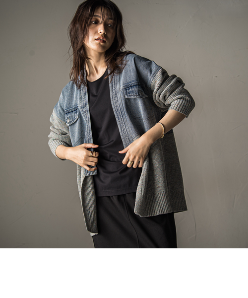 新品　MICALLE デニムドッキングジップカーディガン MMI181KCD 新品 MICALLE デニムドッキングジップカーディガン MMI181KCD