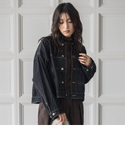 【WEB限定】デニムクロップドジャケット≪洗濯機で洗える≫