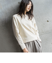 【WEB限定】裏毛×ニット前後ドッキングプルオーバー≪手洗い可能≫