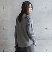 【WEB限定】裏毛×ニット前後ドッキングプルオーバー≪手洗い可能≫