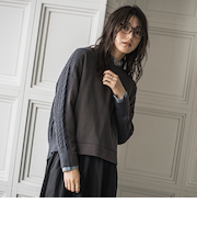 【WEB限定】裏毛×ニット前後ドッキングプルオーバー≪手洗い可能≫