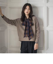 【WEB限定】裏毛×ニット前後ドッキングプルオーバー≪手洗い可能≫