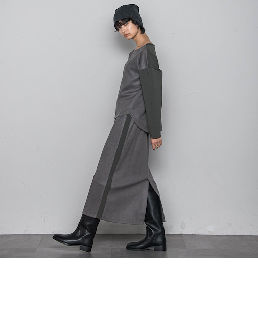 スウェード×ニットスカートセットアップ≪手洗い可能≫