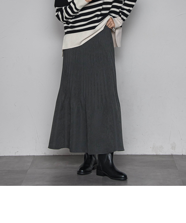 スウェードライク消しプリーツスカート≪手洗い可能≫