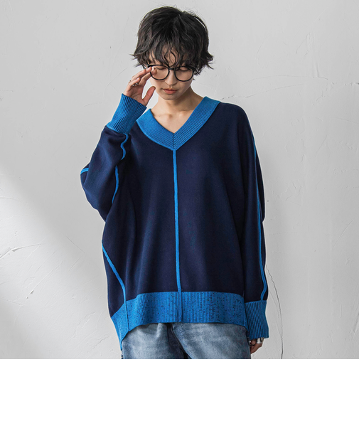 【新色追加】今日の気分で着回せるリバーシブルニット≪手洗い可能≫