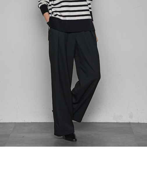 【一瞬で楽とキレイを叶える】裏起毛イージーワイドパンツ≪手洗い可能≫