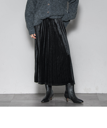 【WEB限定】ストレッチベロアプリーツスカート≪手洗い可能≫