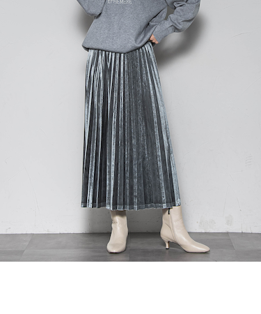 【WEB限定】ストレッチベロアプリーツスカート≪手洗い可能≫