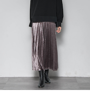 【WEB限定】ストレッチベロアプリーツスカート≪手洗い可能≫