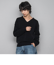 【ふわもち】Vネックニット≪洗濯機で洗える≫