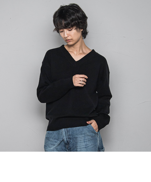 【ふわもち】Vネックニット≪洗濯機で洗える≫