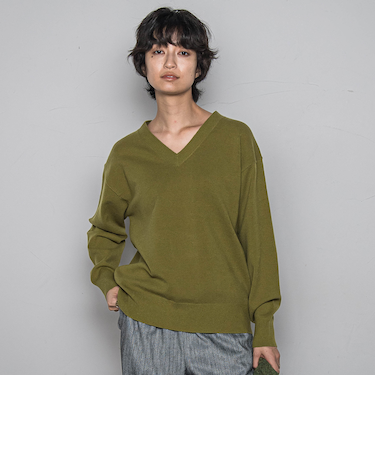 【ふわもち】Vネックニット≪洗濯機で洗える≫