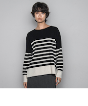 【ふわもち】ボーダーニット≪洗濯機で洗える≫