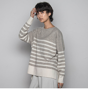 【ふわもち】ボーダーニット≪洗濯機で洗える≫