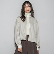 【WEB限定】マシュマロスウェードノーカラーブルゾン≪手洗い可能≫