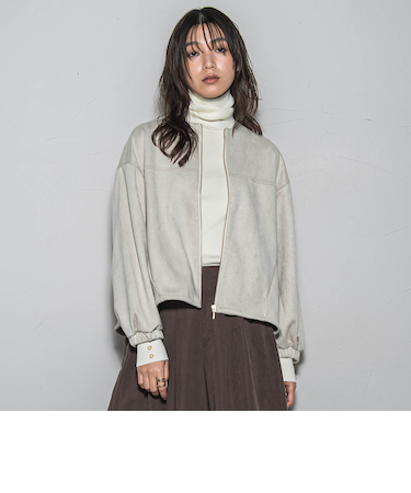 【WEB限定】マシュマロスウェードノーカラーブルゾン≪手洗い可能≫