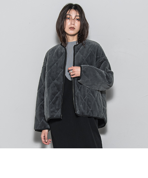 キルティング×フェイクファーリバーシブルブルゾン