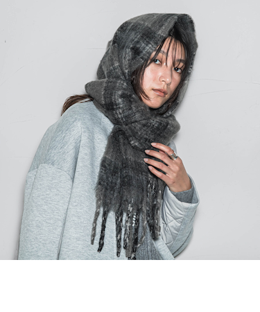 ブークレチェックストール