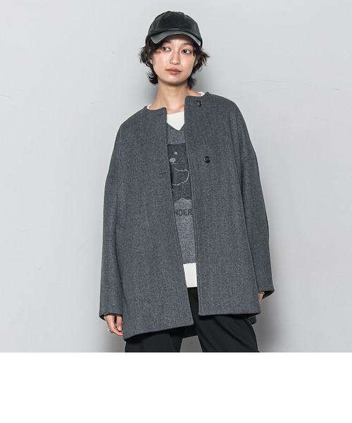 ライトジャージメルトンノーカラーミドルコート｜メイソングレイの通販