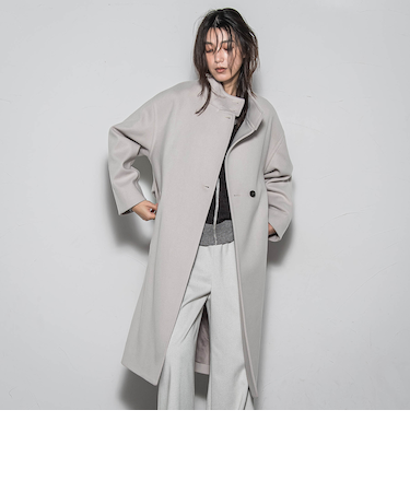 ライトジャージメルトンスタンドカラーロングコート