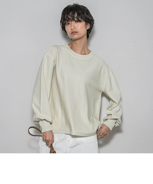 ミニスパンコールクルーネックニット≪手洗い可能≫