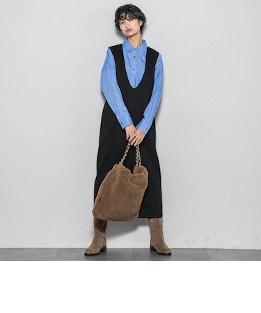 【ノンアイロン】-3kg見えIラインワンピース≪手洗い可能≫