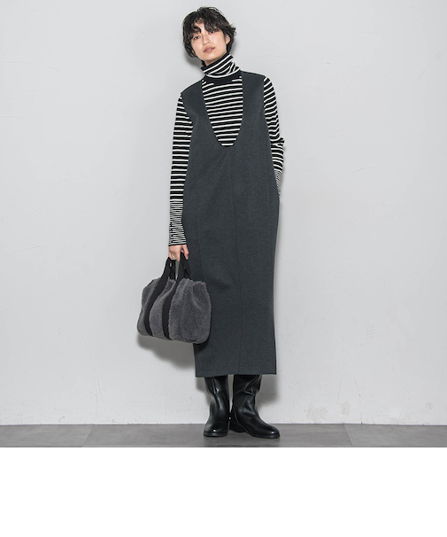 【ノンアイロン】-3kg見えIラインワンピース≪手洗い可能≫