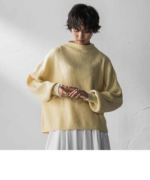 ラメリブボトルネックニット≪手洗い可能≫