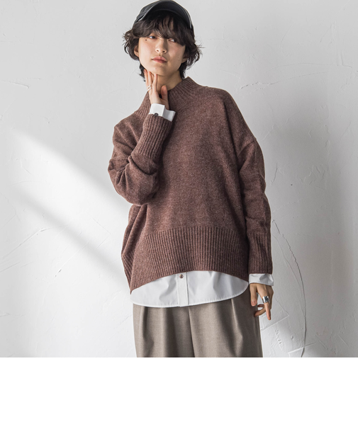 ハイネックシンプルニット≪手洗い可能≫