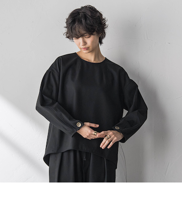 【叶えるSET UP】起毛フォルムスリーブブラウス≪手洗い可能≫