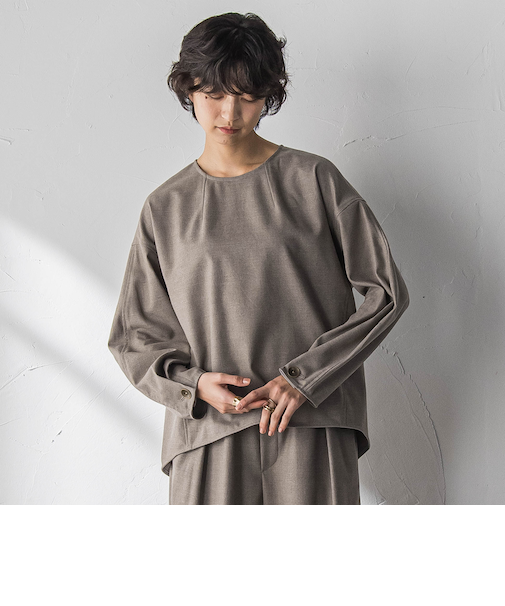 【叶えるSET UP】起毛フォルムスリーブブラウス≪手洗い可能≫